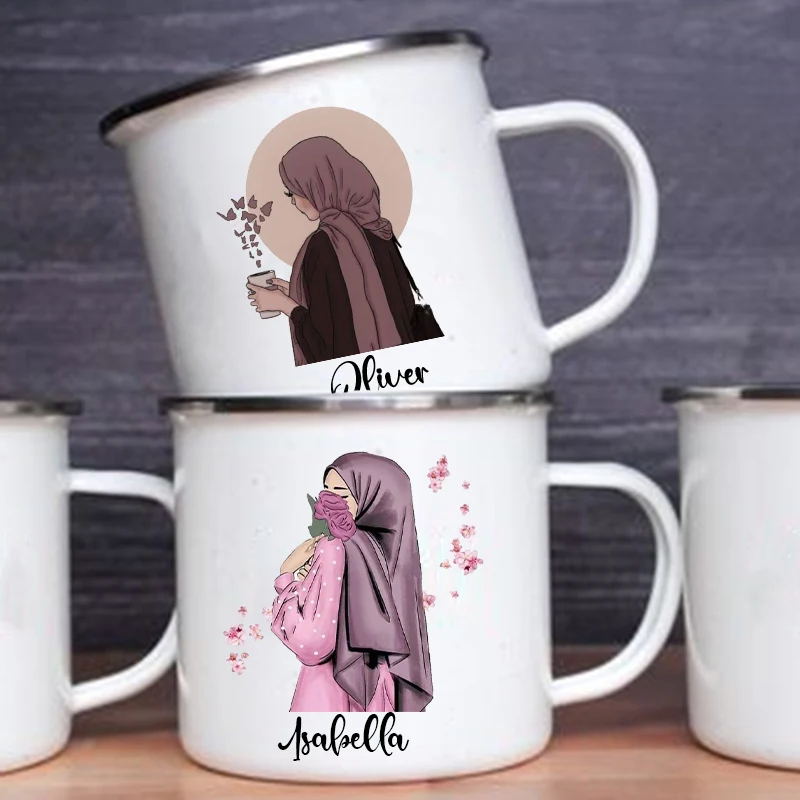Coffee Equipment With Name - Dipersonalisasi Hijabi gadis dicetak Mug cangkir