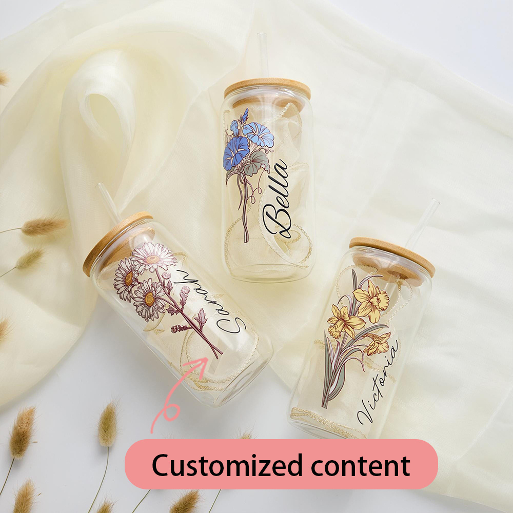 Gelas Cangkir Kaca Motif Bunga - Coffee Equipment With Name ulasan dan harga